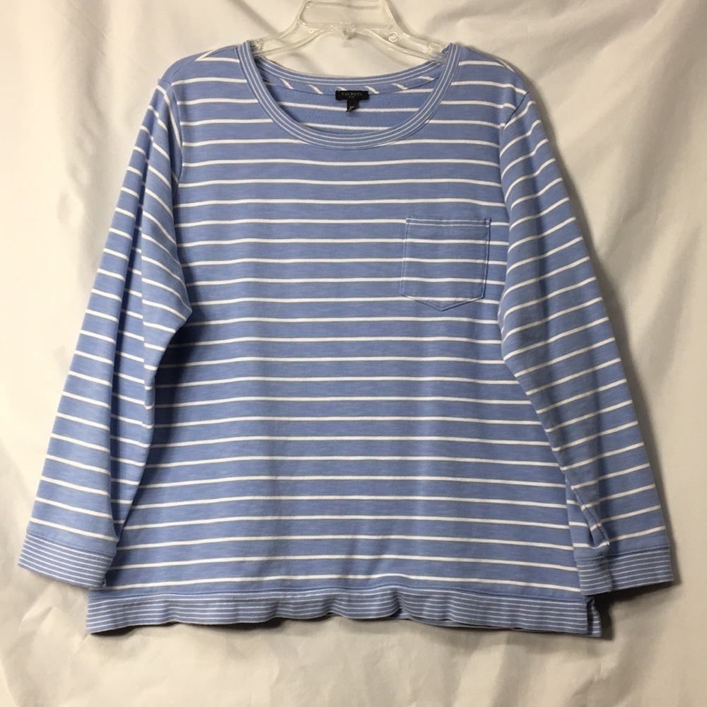 Talbots Women’s Blue and White Stripe Pull-Over Sweater Size 2X Like-NEW